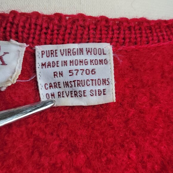 Vintage Jos. A. Bank Clothiers Pure Red Virgin Wool Silver Button Jacket Size 12 - Picture 11 of 16